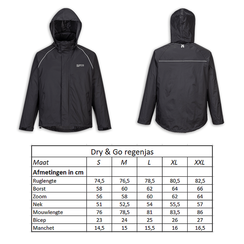 610910.10.S LYNX Regenjacke Dry & Go Größe S 74.5 x 58 x 56 cm